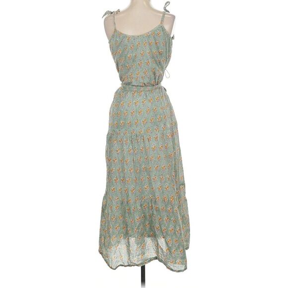 Emerson Fry India Collection Harper Dress Organic Cotton Sage Green Floral Small - Picture 3 of 8